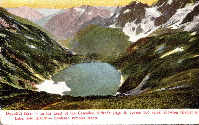 Washington Cascade Mountains Doubtful Lake Showing Glacier In Lake