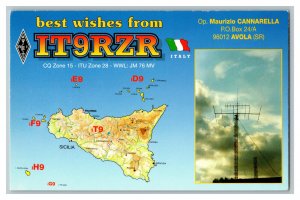 Postcard QSL CB Ham Radio Amateur Card From Avola (SR) Italy IT9RZR 
