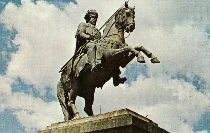 Ethiopia Equestrian Statue of Emperor Menelik II Addis Ababa 1963 postcard