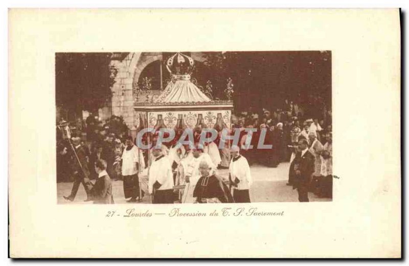 Old Postcard Lourdes Blessed Sacrament Procession