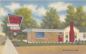 C13/ Brownsville Tennessee Tn Postcard Linen  Colonial Motel Building