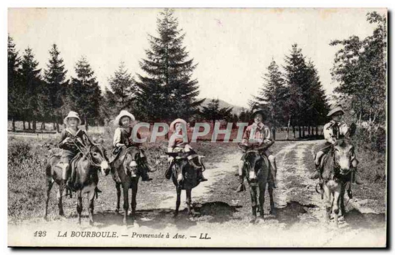 La Bourboule - Promenade a Ane - donkey - Old Postcard