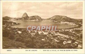 Old Postcard Rio de Janeiro Corner Town Sugar Loaf at the bottom