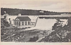 ELLSWORTH MAINE~DAM & POWER HOUSE~ALBERTYPE J A THOMPSON PHOTO POSTCARD