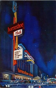 Reno NV Horseshoe Club Restaurant Bar Gaming Unused Postcard G50