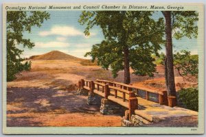 Vtg Macon Georgia GA Ocmulgee National Monument Council Chamber View Postcard