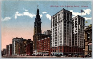 Vtg Chicago Illinois IL Michigan Avenue Looking South 1910s Street View Postcard