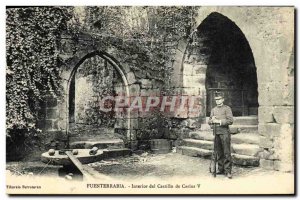 Old Postcard Fuenterrabia Interior Of Castillo De Carlos V Army Soldier