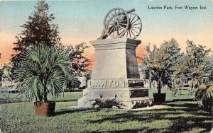 Fort Wayne Indiana~Lawton Park~Cannon Monument~Potted Plants~c1910 Postcard