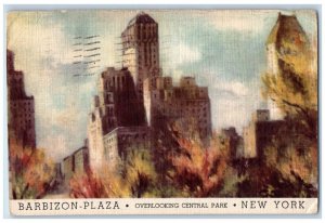 1941 Barbizon Plaza Overlooking Central Park New York NY Vintage Postcard 