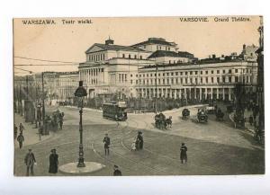 191997 POLAND WARSZAWA Grand Theatre TRAM Vintage postcard