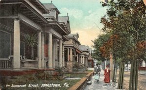 JOHNSTOWN Pennsylvania PA   SOMERSET STREET Homes~Couple~Baby Stroller   c1910's