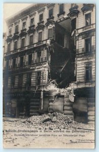 BERLIN, GERMANY ~ Artillery Damage GENERAL STRIKE Strausberger Platz Postcard