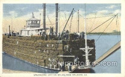 Unloading Cotton Off A Mississippi Steamboat, New Orleans, LA, USA Ferry Boat...