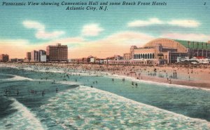 Vintage Postcard Convention Hall Beach Front Hotels Atlantic City New Jersey NJ