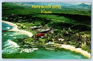 Kauai Hawaii Postcard Poipu Beach Hotel Garden Island Aerial View c1960 Vintage