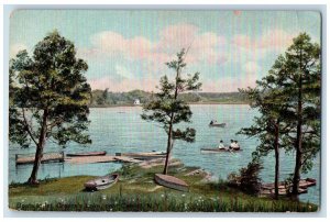 c1910 Boats Let Greene's Lake Fishing Boat Canoe Catskill New York NY Postcard