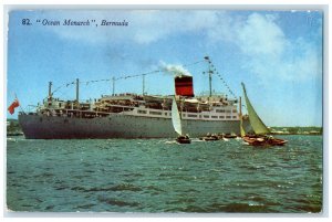 1957 Ocean Monarch Bermuda Steamship Sailboat Posted Vintage Postcard