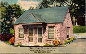 Linen Postcard The Oak's Tourist Court 1650 Stewart Ave SW  in Atlanta, Georgia