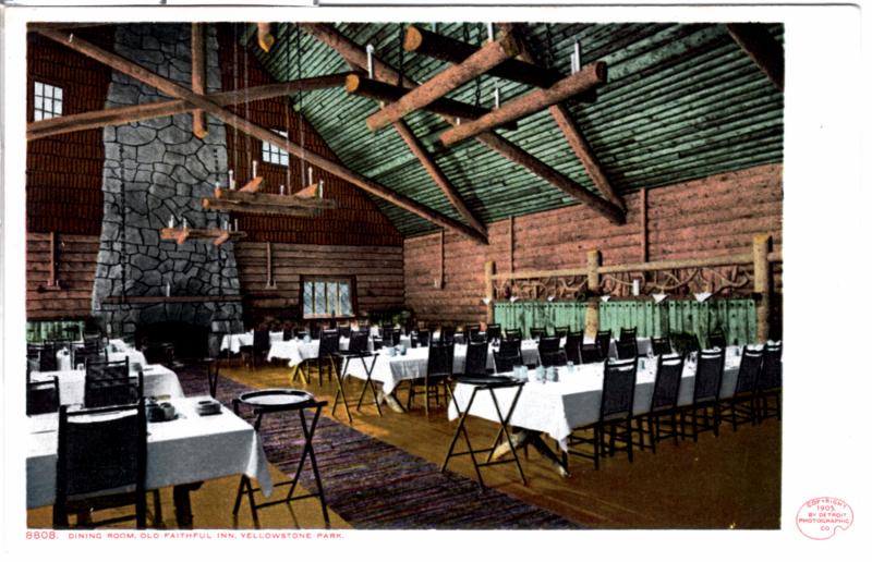 YELLOWSTONE, DETROIT PUBLISHING, DINING ROOM, OLD FAITHFUL INN, DIVIDED BACK