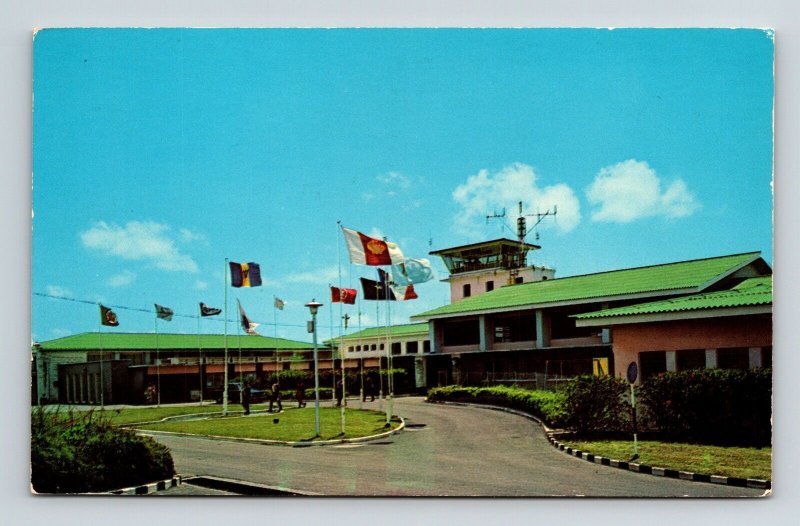 Barbados West Indies Seawell Airport Building Streetview Chrome Postcard 