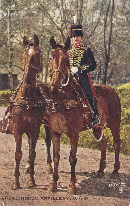 The Royal Horse Artillery. Driver Tuck Oilette PC # 9425