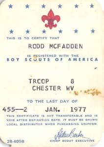 Approx. Size: 2.5 x 3.5 Boy Scouts of America Rod McFadden Late 1800's Tradec...