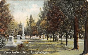 J12/ Pueblo Colorado Postcard c1910 Roselawn Cemetery Burial Park  135