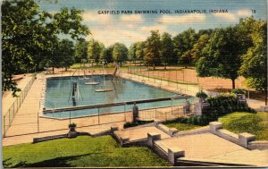 Vtg Indianapolis Indiana IN Garfield Park Swimming Pool 1940s Linen Postcard