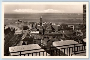 Helsingborg Sweden Postcard Karna Sound and Helsingor View 1951 RPPC Photo