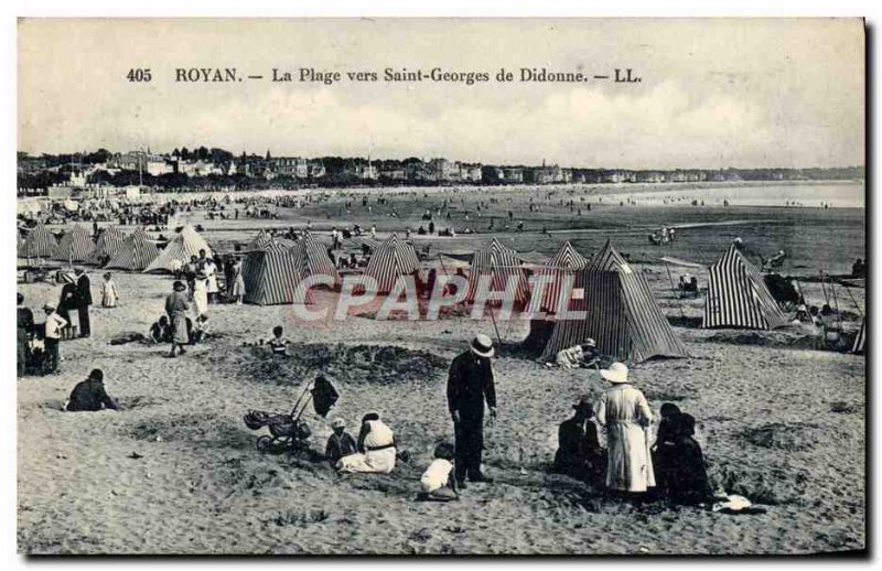 Old Postcard The Beach Towards Royan Saint Georges De Didonne