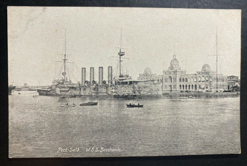 Mint Port Said Egypt Real Picture Postcard WSS Bacchante