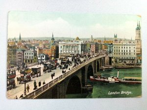 Vintage Postcard London Bridge Scene Horse and Carriage and Water Scene