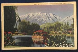 Postcard Used 994-Mt Timpanogos from Memorial Park Provo UT LB