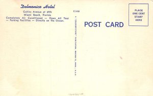 Miami Beach Florida Delmonico Hotel Linen Vintage Postcard AA71316
