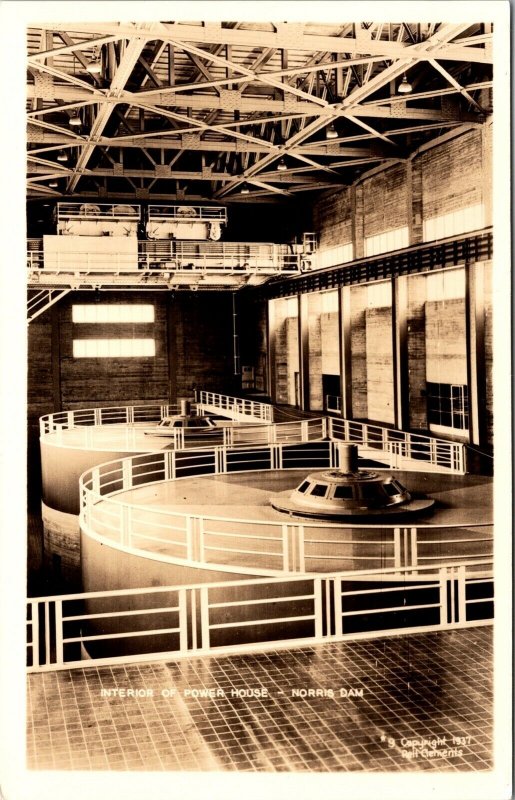 Real Photo Postcard Interior of Power House at Norris Dam, Tennessee~137884