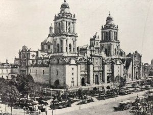 1899 Cathedral Horse Drawn Trolley's Mexico City Victorian Book Print 2R1-102