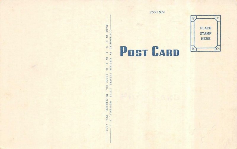 WESTERLY, RI Rhode Island  WARD SENIOR HIGH SCHOOL Washington Co c1940s Postcard