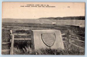 c1910 Chaplain Landed Here Stage Harbor Chatham Cape Cod Massachusetts Postcard