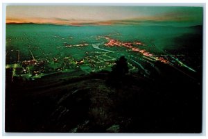 c1960's View of Missoula Montana MT By Twilight Vintage Unposted Postcard