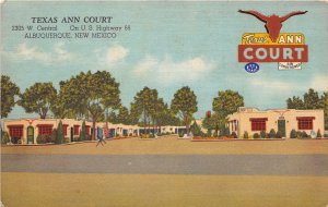 Texas Ann Court Motel US Route 66 Albuquerque New Mexico 1949 linen postcard