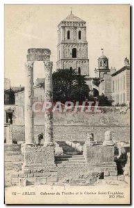 Old Postcard Arles Columns of Theater and Tower Saint Trophime