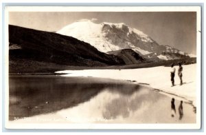 1938 Frozen Lake Rainier National Park Sunrise Lodge WA RPPC Photo Postcard