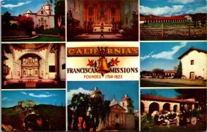 California Franciscan Missions Multiview Postcard UNP VTG Mike Roberts Unused 