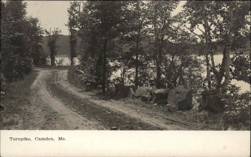 Camden Maine Turnpike Dirt Road c1910 Real Photo Vintage Postcard