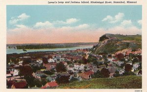 Postcard Lover's Leap + Jackson Island Hannibal River Missouri