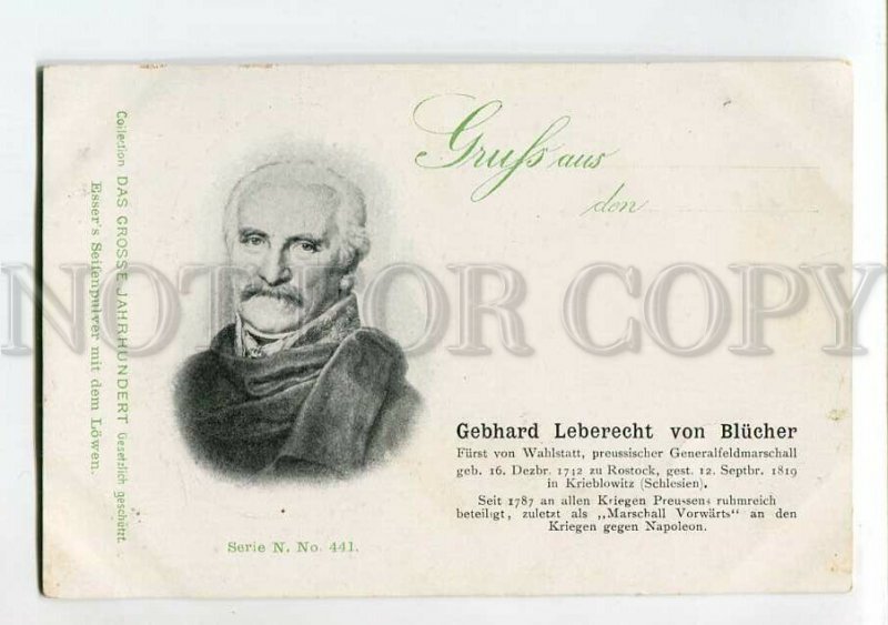 3151116 NAPOLEON WAR BLUCHER Prussian field marshal OLD PC