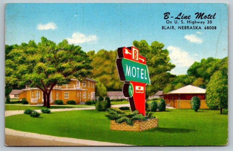 Blair  Nebraska  B-Line  Motel   Postcard