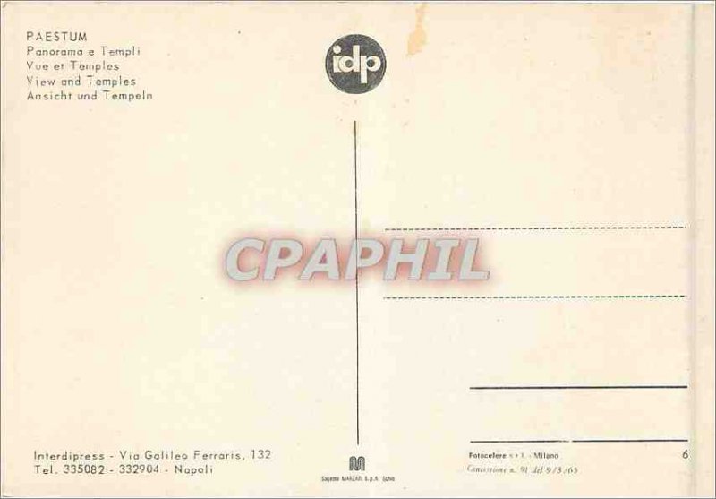 Modern Postcard View and Paestum Temples