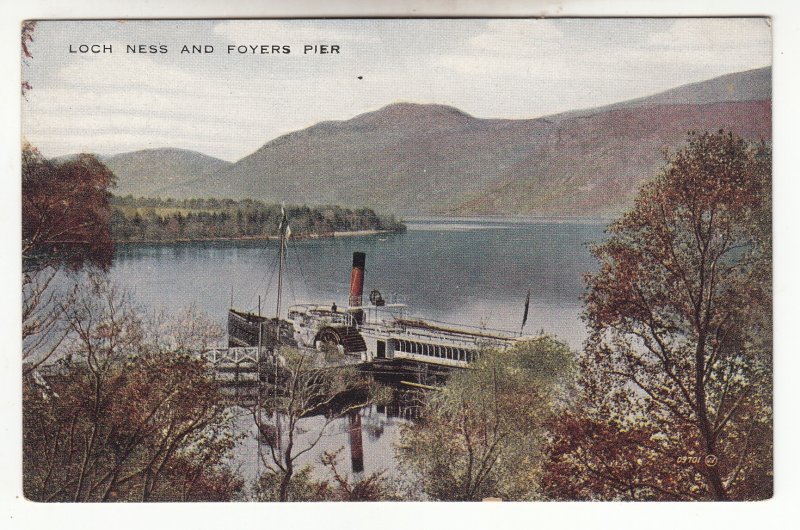 P1968 old postcard ship steamer @ loch ness foyers pier valentines card scotland